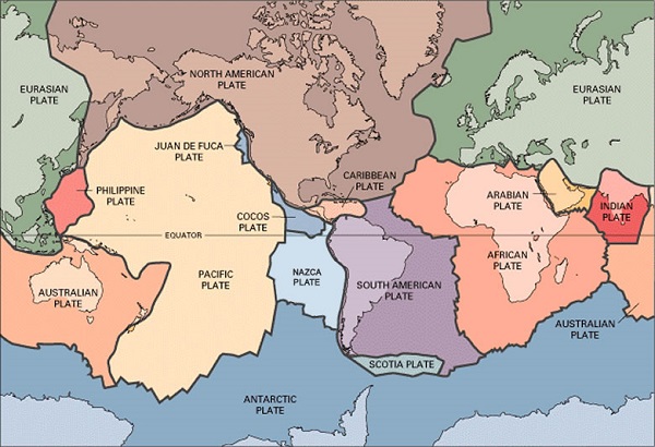 Earth's crustal plates. Crustal plates are also known as tectonic plates.