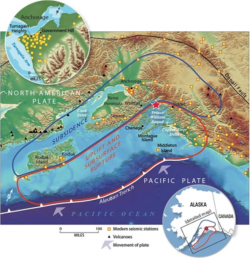 Map of the 1964 Alaska earthquake