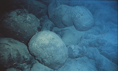 Pillow basalt on the seafloor near Hawaii.  NOAA