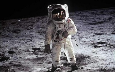 Buzz Aldrin walking on the Moon