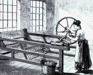 The spinning jenny was created in 1764 by a Lancashire weaver.